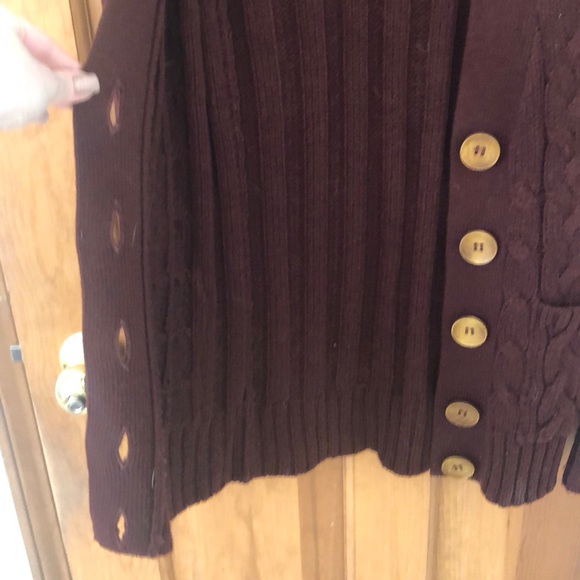 Burgundy cable knit chunky sweater - Picture 6 of 6